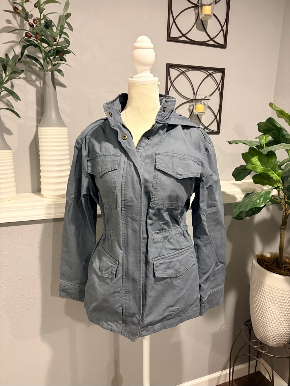 Universal Thread Slate Blue Hooded Utility Jacket
